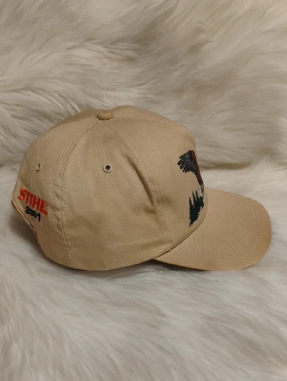(C-75) STIHL 2001 Vintage Men's Beige Eagle Embroidered Cap